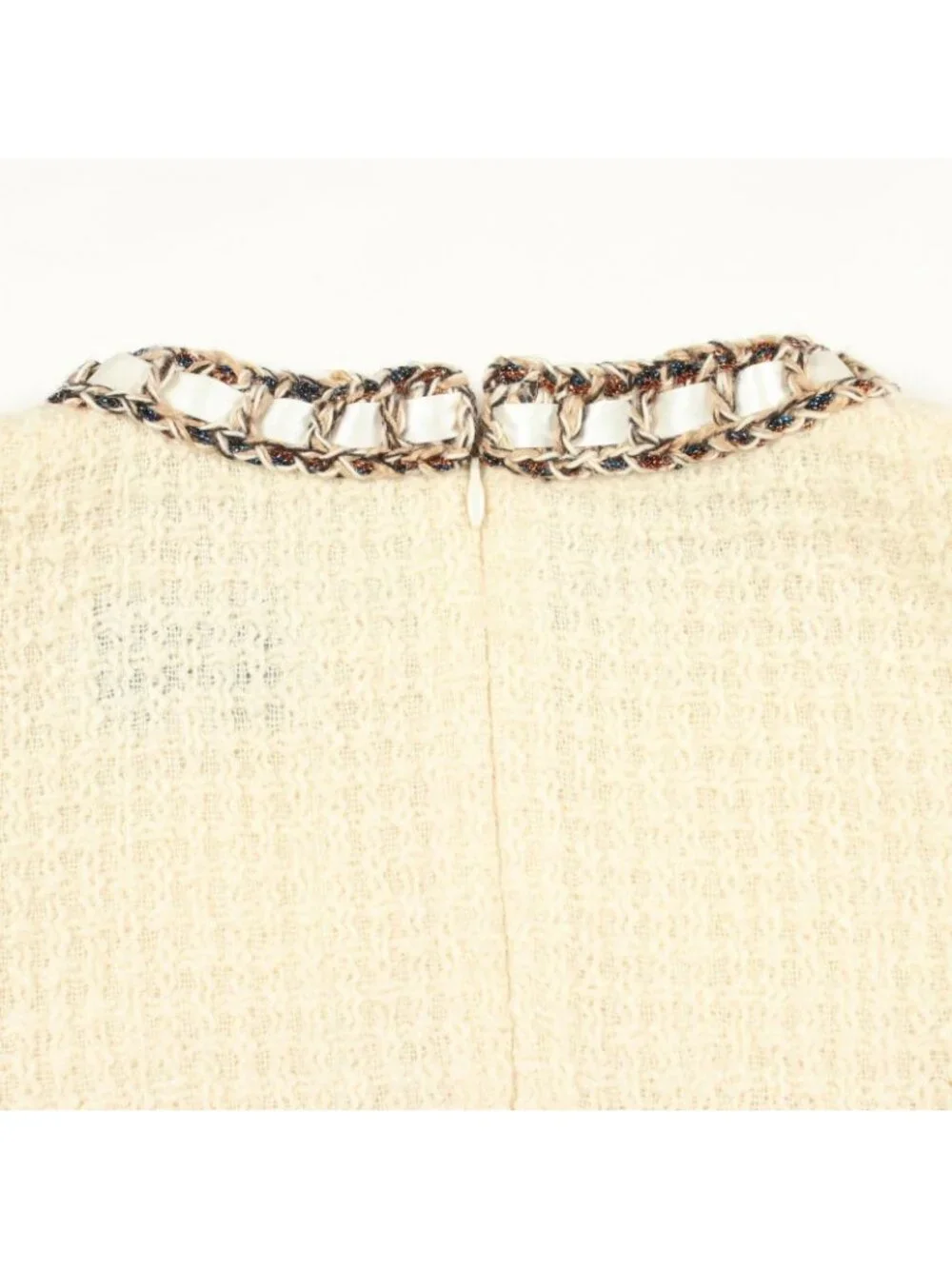 Chanel Dress Sleeveless Tweed Mini White Wool